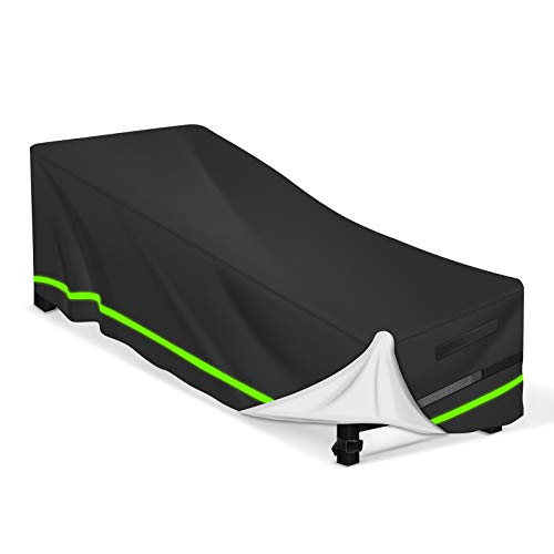Sicooo [2020 Upgrade] Gartenliege Abdeckung mit einzigartigem Design mit Reflektierenden Streifen, Wasserabweisender Atmungsaktiver Patio-Chaiselongue-Bezug Sonnenliege Schutzhülle aus Oxford-Gewebe von Sicooo
