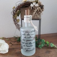 Lichtflasche Leuchtflasche Dekoflasche Dekoration Mit Spruch Familie Schwester Bruder Mama Oma Papa Opa Geburtstag Danke von SidaSelfmade