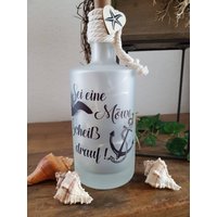 Lichtflasche Leuchtflasche Dekoflasche Dekoration Spruch Freundschaft Freundin Freunde Geburtstag Witzig Möwe Küste Scheiß Drauf Mut Machen von SidaSelfmade