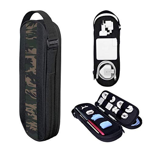 SIDE BY SIDE Premium Kabel Organizer Tasche - Tech Pouch ideal für Ladekabel, Festplatte Externe, USB C Docking Station, Apple und Gopro Zubehör, Power Bank, Gadgets Technik, Travel Adapter.(Camo) von Side by Side