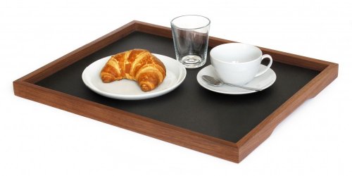 Side by Side - Tablett Basic - Holz - Farbe: Natur/schwarz - 35,5 x 28 x 2,8 cm - Größe S von Side by Side