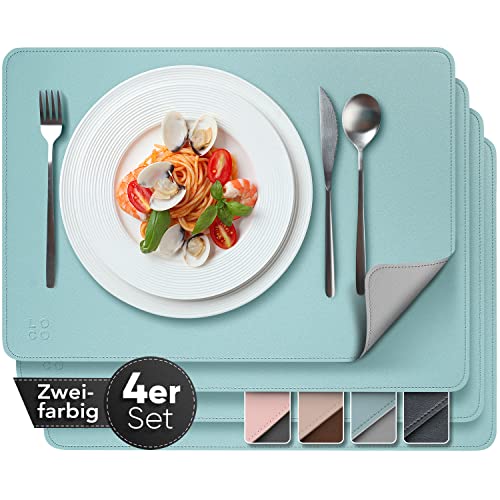 Loco Bird Edle Tischsets Platzsets Abwaschbar aus PU-Leder - Tischdeckchen 4er Set - Tischset petrol/hellgrau, 43x30cm Platzset Lederoptik, abwaschbare Tischset Kunstleder, Platzdeckchen Abwaschbar Loco Bird Edle Tischsets Platzsets Abwaschbar aus PU-Leder - Tischdeckchen 4er Set - Tischset petrol/hellgrau, 43x30cm Platzset Lederoptik, abwaschbare Tischset Kunstleder, Platzdeckchen Abwaschbar von Sidorenko