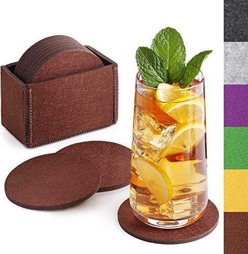 Sidorenko Filz Untersetzer rund für Gläser - 10er Set Ink. Box - Design Glasuntersetzer in braun für Getränke, Tassen, Bar, Glas - Premium Tischuntersetzer Filzuntersetzer Sidorenko Filz Untersetzer rund für Gläser - 10er Set Ink. Box - Design Glasuntersetzer in braun für Getränke, Tassen, Bar, Glas - Premium Tischuntersetzer Filzuntersetzer von Sidorenko