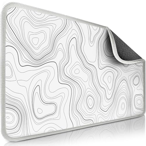 Sidorenko Gaming Mauspad XXL Weiß- Großes Mousepad 350x260 mm - rutschfeste Schreibtischunterlage für Gaming und Büro - Fransenfreie Ränder - Präzises und langlebiges large mouse pad maxlvl von Sidorenko