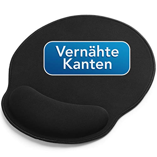 Sidorenko Mousepad mit Handauflage 26x23cm - Mousepad mit Vernähte Kanten - schwarzes Mauspad mit Gelkissen - Gel Mouse Pad rund für Büro und Gaming, Ergonomische Maus Pad, Mouspad Handgelenkauflage Sidorenko Mousepad mit Handauflage 26x23cm - Mousepad mit Vernähte Kanten - schwarzes Mauspad mit Gelkissen - Gel Mouse Pad rund für Büro und Gaming, Ergonomische Maus Pad, Mouspad Handgelenkauflage von Sidorenko