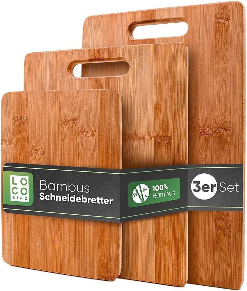 Sidorenko Schneidebrett massive Bambus Schneidebretter 3er Set - 33x22cm / 28x22cm / 15x22cm - Holz-Brett für die Küche - Holzschneidebrett - Antibakterielles Schneidebrett aus Holz, Bambus von Sidorenko