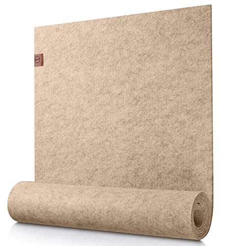 Sidorenko moderner Tischläufer aus Filz beige - 150x40cm - Abwaschbare Tischdecke mit Leder Label - Skandinavischer Tischband Deko - Tisch Filzläufer für draußen von Sidorenko