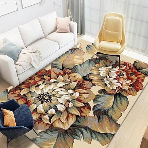 Siebe Carpet 120X180Cm Blumen Und Blätter Moderne Flauschige Teppich,Schlafzimmer Wohnzimmer,rutschfeste Teppiche,Waschbarer,Groß Weiche Teppich,Teppich Schlafzimmer von Siebe