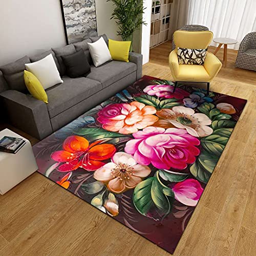 Siebe Carpet 120X180Cm Farbige Blumen Moderne Flauschige Teppich,Schlafzimmer Wohnzimmer,rutschfeste Teppiche,Waschbarer,Groß Weiche Teppich,Teppich Schlafzimmer von Siebe