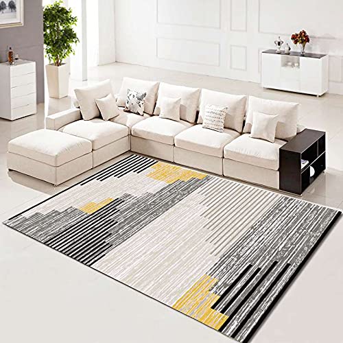 Siebe Teppich 60X90Cm Gelb, Grau, Schwarz Teppiche Schlafzimmer,Teppich Waschbarer Weiche,Teppiche Bequeme ​Für Wohnkultur,Teppiche Dekorative,rutschfeste von Siebe