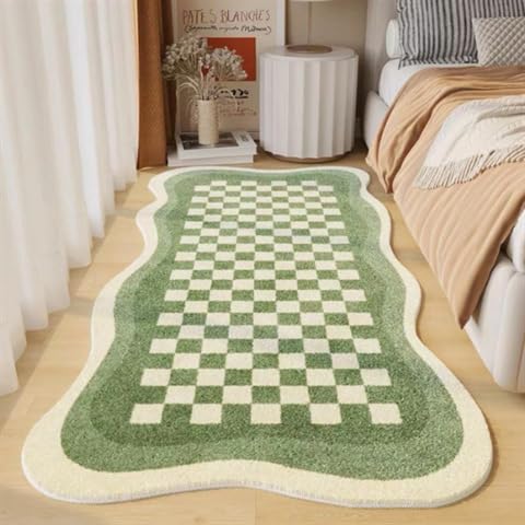 Siebe Teppich 60X90Cm Grün Weißes Rechteck Teppiche Schlafzimmer,Teppich Waschbarer Weiche,Teppiche Bequeme ​Für Wohnkultur,Teppiche Dekorative,rutschfeste von Siebe