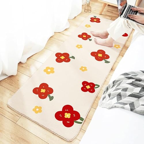 Siebe Teppich 60X90Cm Rote Und Gelbe Blüten Teppiche Schlafzimmer,Teppich Waschbarer Weiche,Teppiche Bequeme ​Für Wohnkultur,Teppiche Dekorative,rutschfeste von Siebe