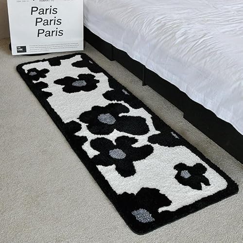 Siebe Teppich 60X90Cm Schwarze Blumen Teppiche Schlafzimmer,Teppich Waschbarer Weiche,Teppiche Bequeme ​Für Wohnkultur,Teppiche Dekorative,rutschfeste von Siebe