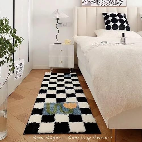 Siebe Teppich 60X90Cm Schwarzes Und Weißes Rechteck Teppiche Schlafzimmer,Teppich Waschbarer Weiche,Teppiche Bequeme ​Für Wohnkultur,Teppiche Dekorative,rutschfeste von Siebe