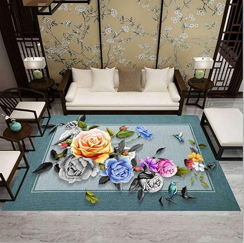 Siebe Teppich Schlafzimmer 60X160Cm Farbige Blumen Moderne Flauschige Teppich,Schlafzimmer Wohnzimmer,rutschfeste Teppiche,Waschbarer,Groß Weiche Teppich,Teppich Schlafzimmer von Siebe