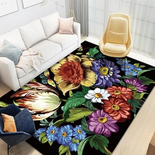 Siebe Teppich Schlafzimmer 60X160Cm Mehrfarbige Blume Moderne Flauschige Teppich,Schlafzimmer Wohnzimmer,rutschfeste Teppiche,Waschbarer,Groß Weiche Teppich,Teppich Schlafzimmer von Siebe