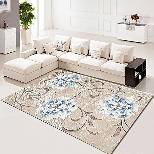 Siebe Teppich Wohnzimmer 160X230Cm Blaue Und Weiße Blumen Teppiche Schlafzimmer,Teppich Waschbarer Weiche,Teppiche Bequeme ​Für Wohnkultur,Teppiche Dekorative,rutschfeste von Siebe
