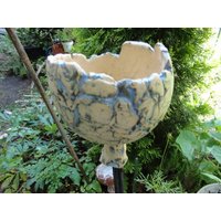 Pflanzschale Gelb-Blau, Ca. 12 cm Durchmesser von Siebenzahlkeramik