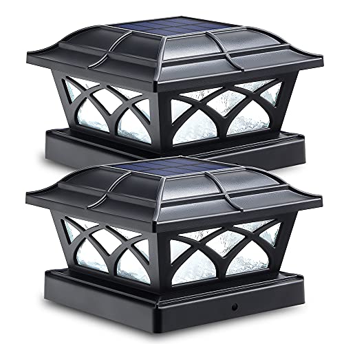 Siedinlar Solar Pfostenkappen Licht, 2 Lichtmodi Solar Pfostenleuchten 7x7 8x8 9x9 Holzpfosten for Zaun Hof Garten Dekorative Außenbeleuchtung - 2 Stück von Siedinlar