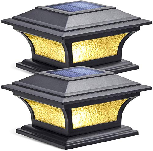 Siedinlar Solarleuchten für Außen mit Glas 2 Modi LED Lampe Solarleuchten Garten Solar Pfostenleuchte Wasserdicht Gartendeko für Garten Terrasse Zaun 7x7 8x8 9x9 Hölzerne Pfäle (2 Stück) von Siedinlar