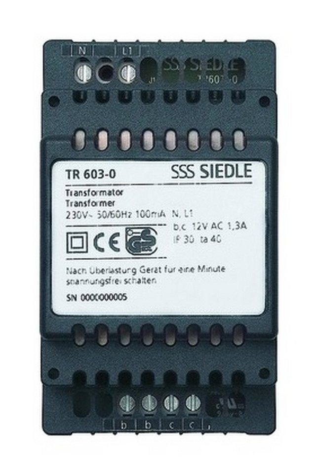 Siedle Gegensprechanlage, Netzgerät 12V AC systemunabhängig REG IP20 von Siedle