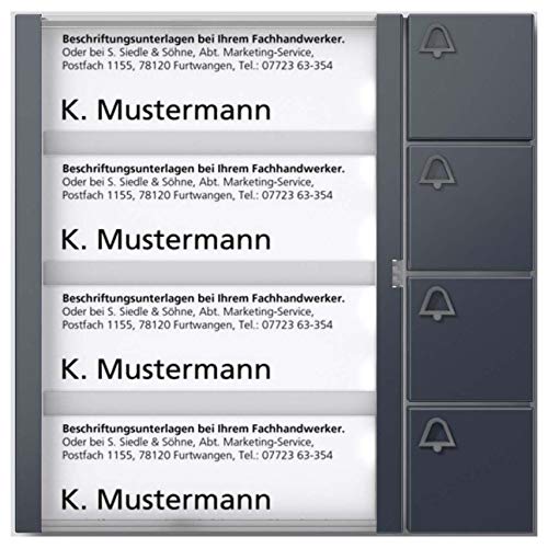 Siedle&Söhne Tasten-Modul TM 612-4 AG anthrazitgrau 1+n Funktionsmodul für Türkommunikation 4056138001309 von Siedle