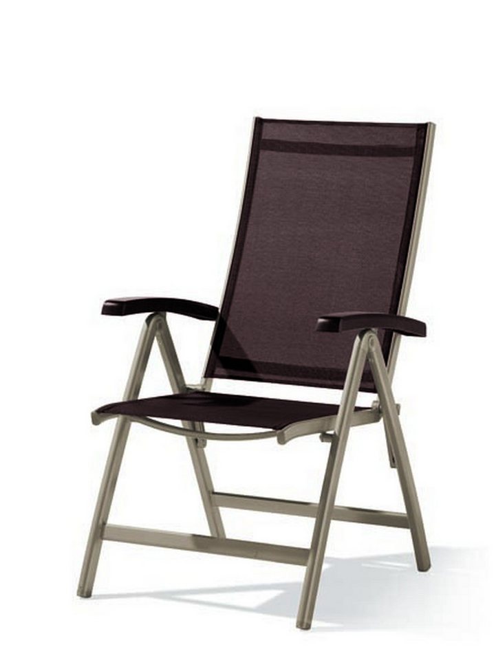 Sieger Gartenmöbel Klappstuhl in Mocca, Kunstfasergewebe - 71x109x62cm (BxHxT) von Sieger Gartenmöbel