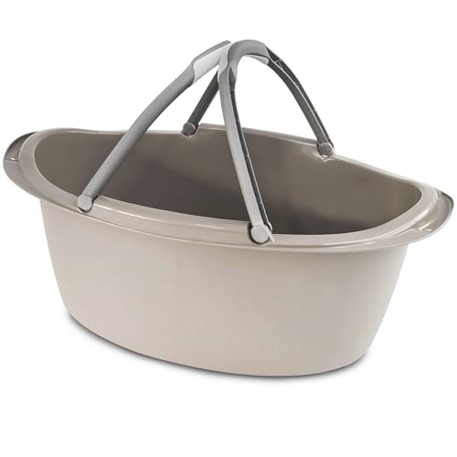 Eimer - Oval - 25 Liter - 60x40x23 cm - PP - Polypropylen - Stapelbar - Mit 2 Henkeln - Waschbecken, Einkaufskorb, Behälter, Aufbewahrung, Spülschüssel, Wassereimer, Eimer, Wäschekorb von Siehe Beschreibung