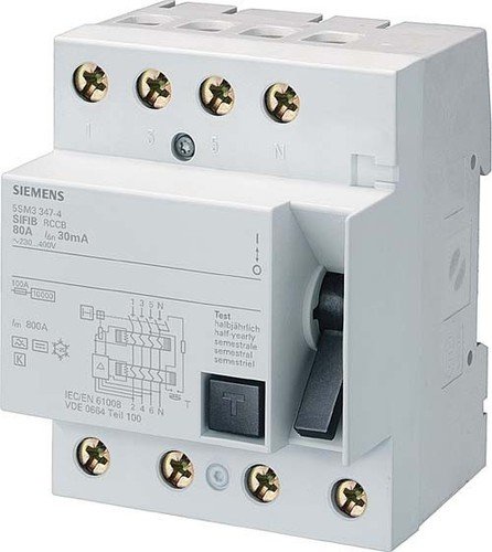 Siemens 5SM3346-4 FI-Schutzschalter Typ B 63A 4p 30mA 400V SENTRON Fehlerstrom-Schutzschalter 4001869319964 von Siemens