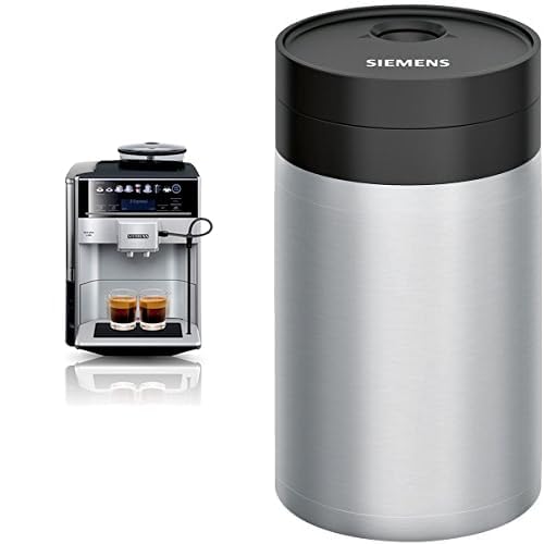 Siemens EQ.6 plus s300 Kaffeevollautomat TE653501DE, Speicherung Profile, Dampf-Reinigung, Doppeltassen-Funktion, 1.500 Watt, silber & TZ80009N Isolierter Edelstahl Milchbehälter 0,5 Liter von Siemens