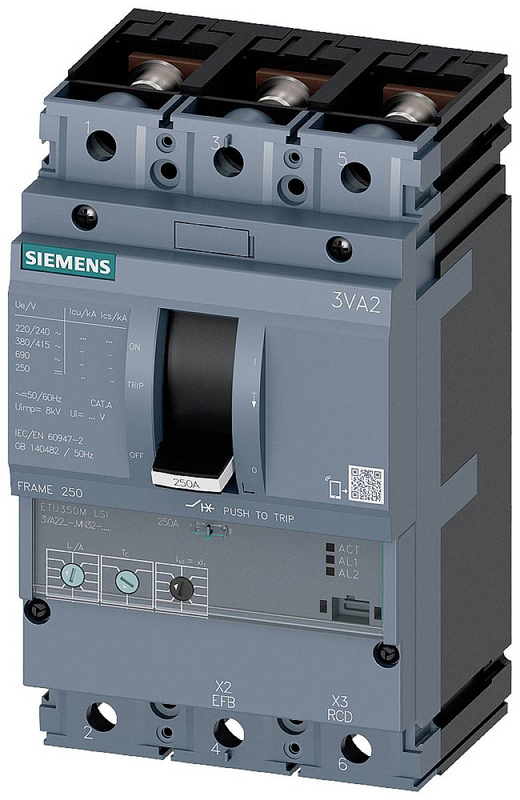 Siemens Leistungsschalter 3 Va2 Iec Frame 250 Schaltvermögenklasse M Schalter B-Ware von Siemens