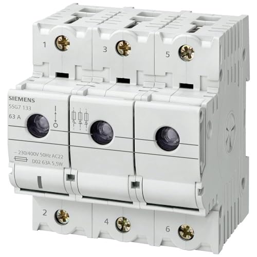 Siemens 5SG7133 MINIZED, Schalttrenner mit Sicherung, D02, 3-polig, In: 63A, Un AC: 400 V, Weiß von Siemens