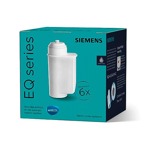 Siemens TZ70063A Brita Intenza Wasserfilter, reduziert Kalkgehalt im Wasser, für EQ.Serie und Einbauvollautomaten, 6 Stück, weiß von Siemens
