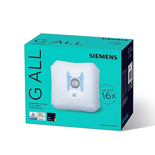 Siemens 16x Staubsaugerbeutel powerProtect Typ G ALL VZ16GALL, 99,9% Feinstaubfilterung, höhere Reinigungsleistung, 50% längere Nutzungsdauer, passend für alle Reihen außer VS08 und VS01 von SIEMENS