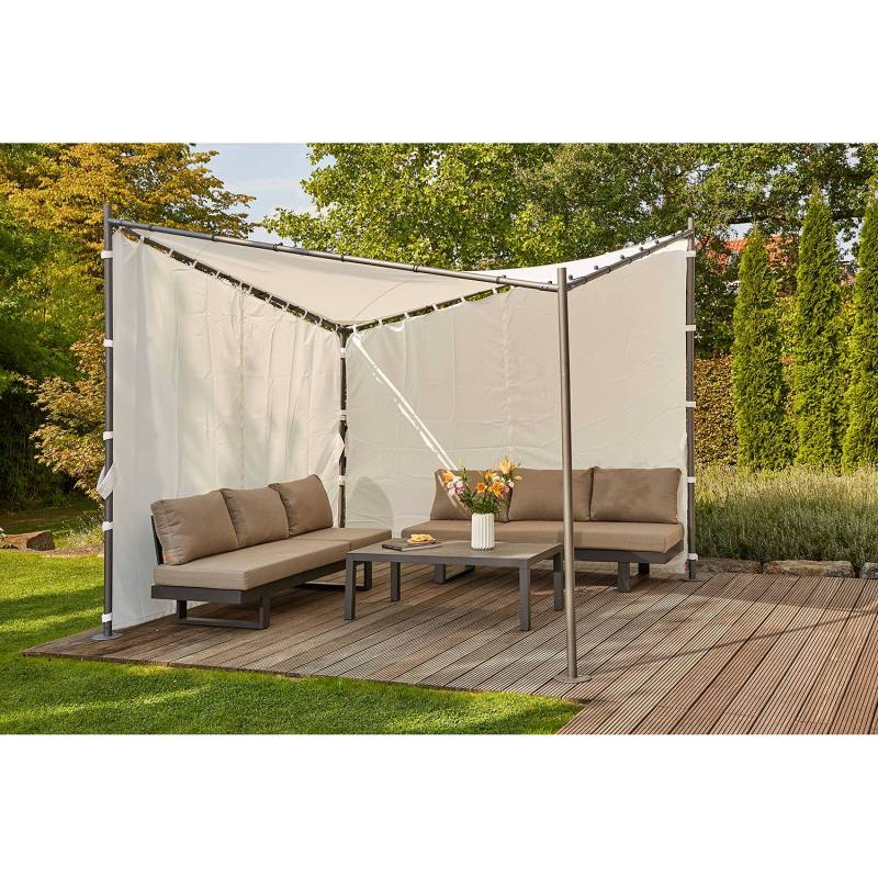 home24 Dachbezug Pavillon Berlino Polyester 300 x 70 x 300cm Weiß/Weiß von home24