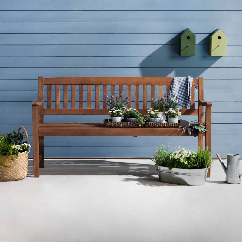 home24 Gartenbank Florida 2-Sitzer Massivholz Akazie, FSC zertifiziert Beschläge: Galvanisierter Stahl Braun 159 x 88 x 60cm von home24