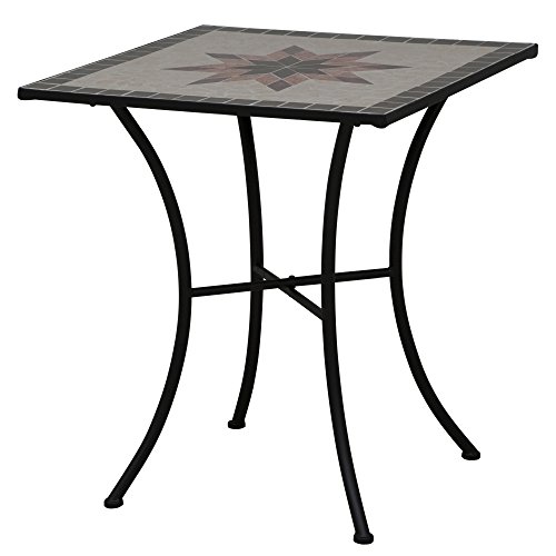 Siena Garden 875352 Tisch Stella, 64x64x71cm, Gestell: Stahl, pulverbeschichtet in schwarz matt, Fläche: Mosaik,Tischplatte: Keramik von Siena Garden