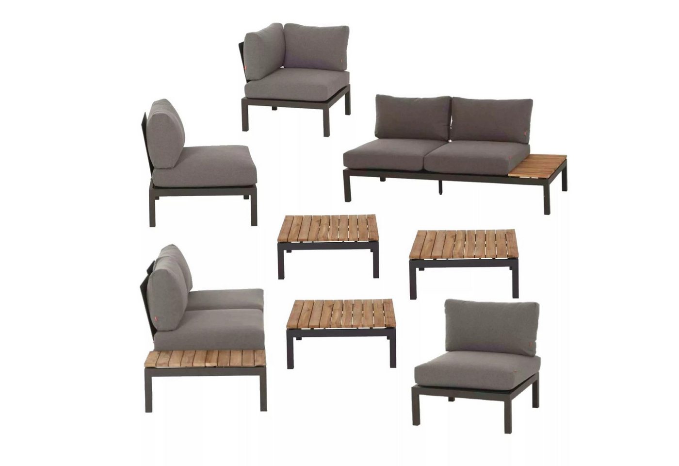 Siena Garden Gartenlounge-Set Alvida, (8-tlg., 2x Loungesofa, 2x Mittelteil, 1x Eckteil, 3x Loungetisch), reißfestes Ranotex® Gewebe von Siena Garden