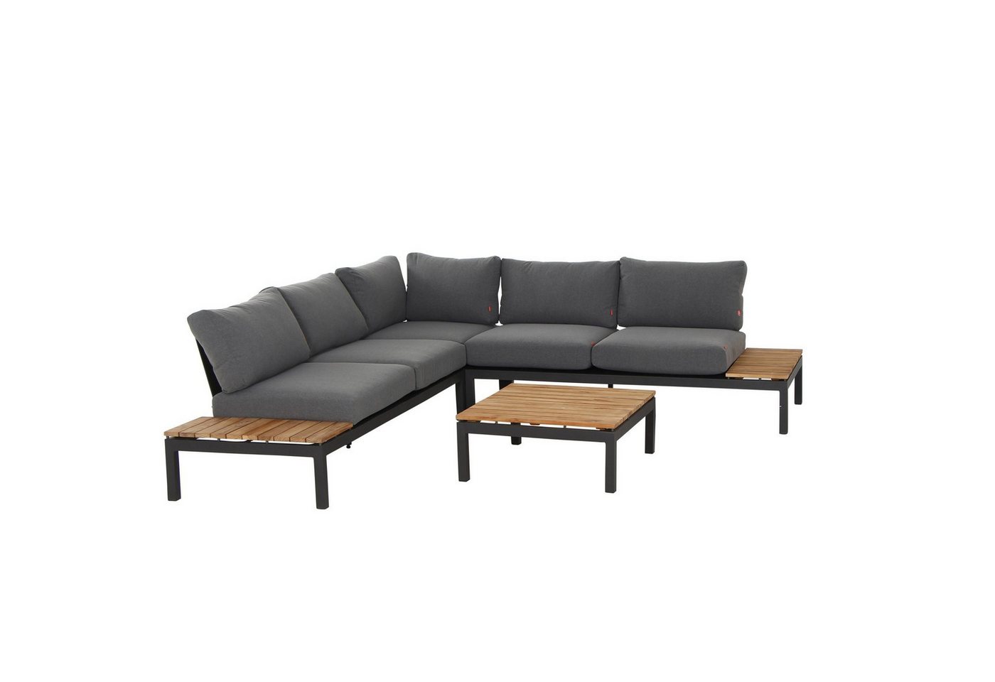 Siena Garden Gartenlounge-Set Alvida, (Loungeset für 4–5 Pers., 4-tlg., Ecklounge mit Loungetisch), modular, mit Teakholz-Ablagen von Siena Garden