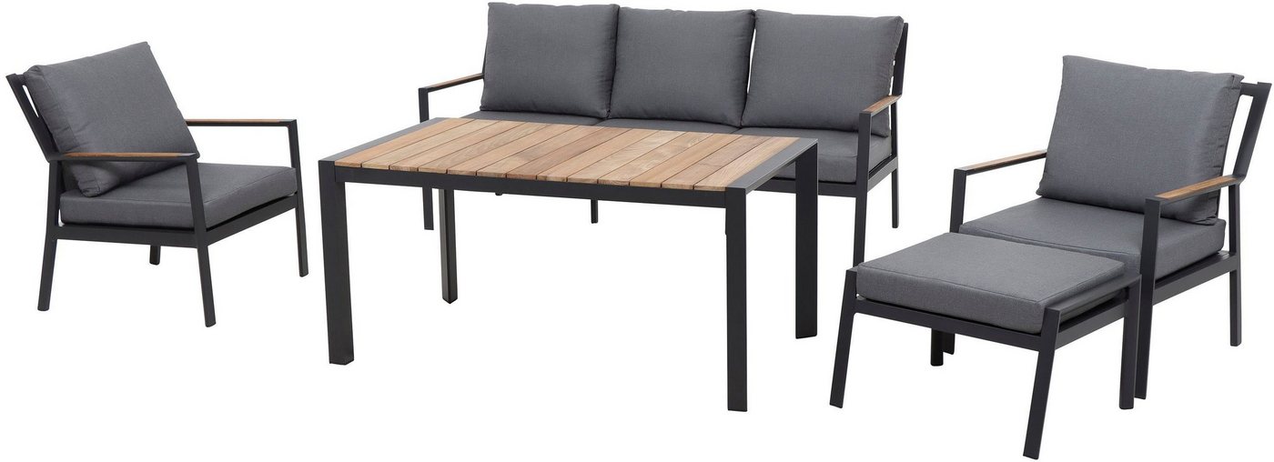 Siena Garden Gartenlounge-Set Londra, (Set, 16-tlg), best. aus 2 Sesseln, 1 Hocker, 1 Sofa, 1 Tisch, 11 Kissen von Siena Garden