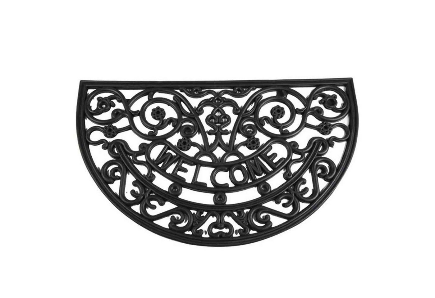 Fußmatte Gummimatte Antik 45x75cm schwarz Schmutzfangmatte Tür Matte Haushalt, Siena Garden, halbrund von Siena Garden