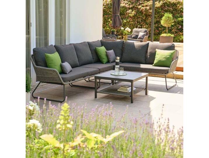 Siena Garden Kansas Ecklounge inkl. Loungetisch Aluminium/Geflecht Dunkelgrau von Siena-Garden