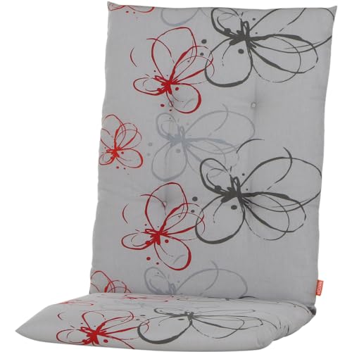 Siena Garden MIRACH Sesselauflage 110 cm Dessin Blume rot, 100% Baumwolle von Siena Garden