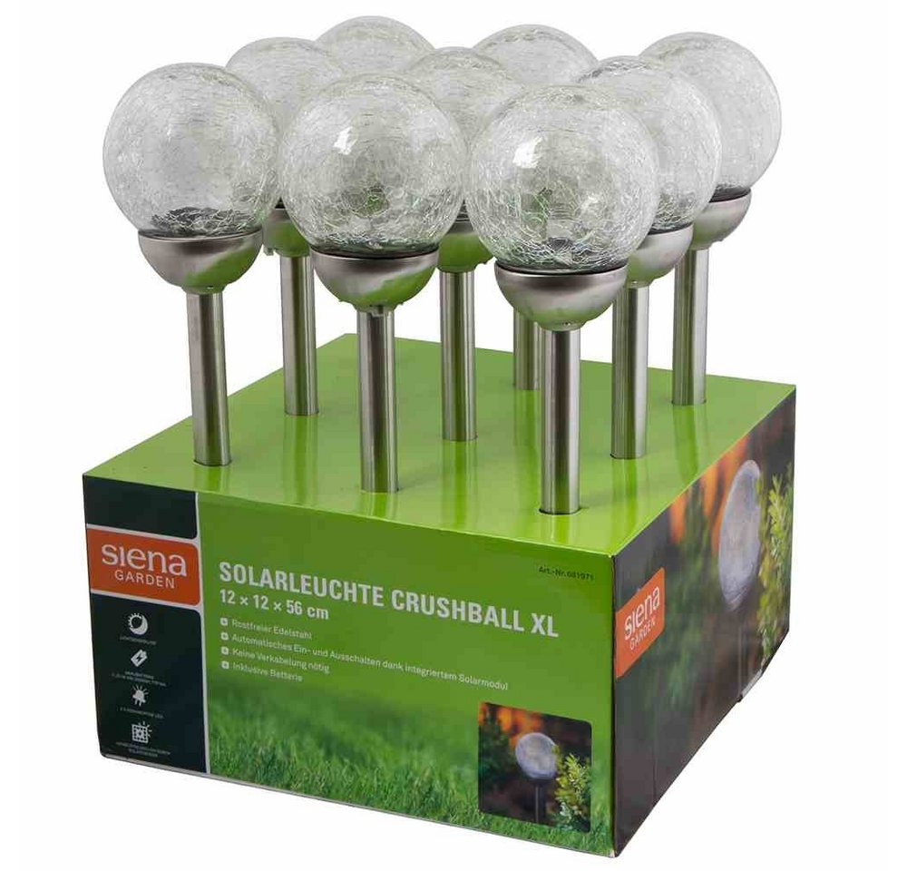 Siena Garden LED Dekolicht Solarleuchte Crushball XL, Edelstahl/Glas/Kunststoff 1 LED, Ø 12 x 56 von Siena Garden