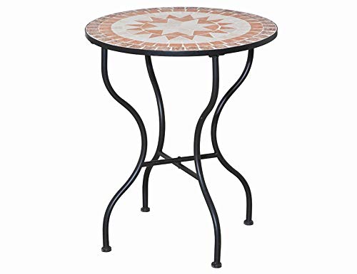 Siena Garden Tisch Finca, Ø70x71cm, Gestell: Stahl, pulverbeschichtet in schwarz matt, Fläche: Mosaik,Tischplatte: Keramik von Siena Garden