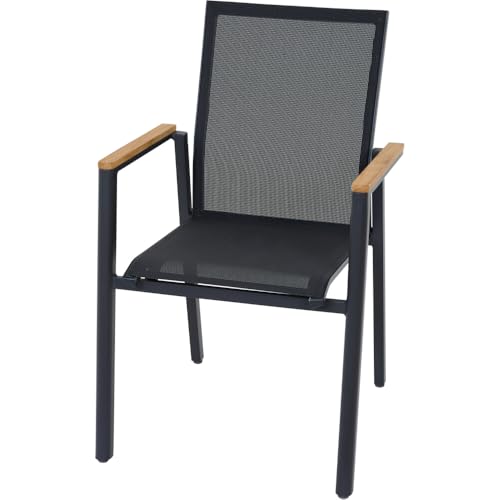 Stapelsessel Bologna anthrazit Armlehnenonlay aus Teakholz FSC® 100% in Natur 64x57x 92 cm von Siena Garden