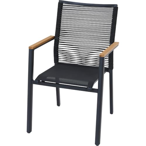 Stapelsessel Bologna anthrazit Armlehnenonlay aus Teakholz FSC® 100% in Natur 65x57x92 cm von Siena Garden