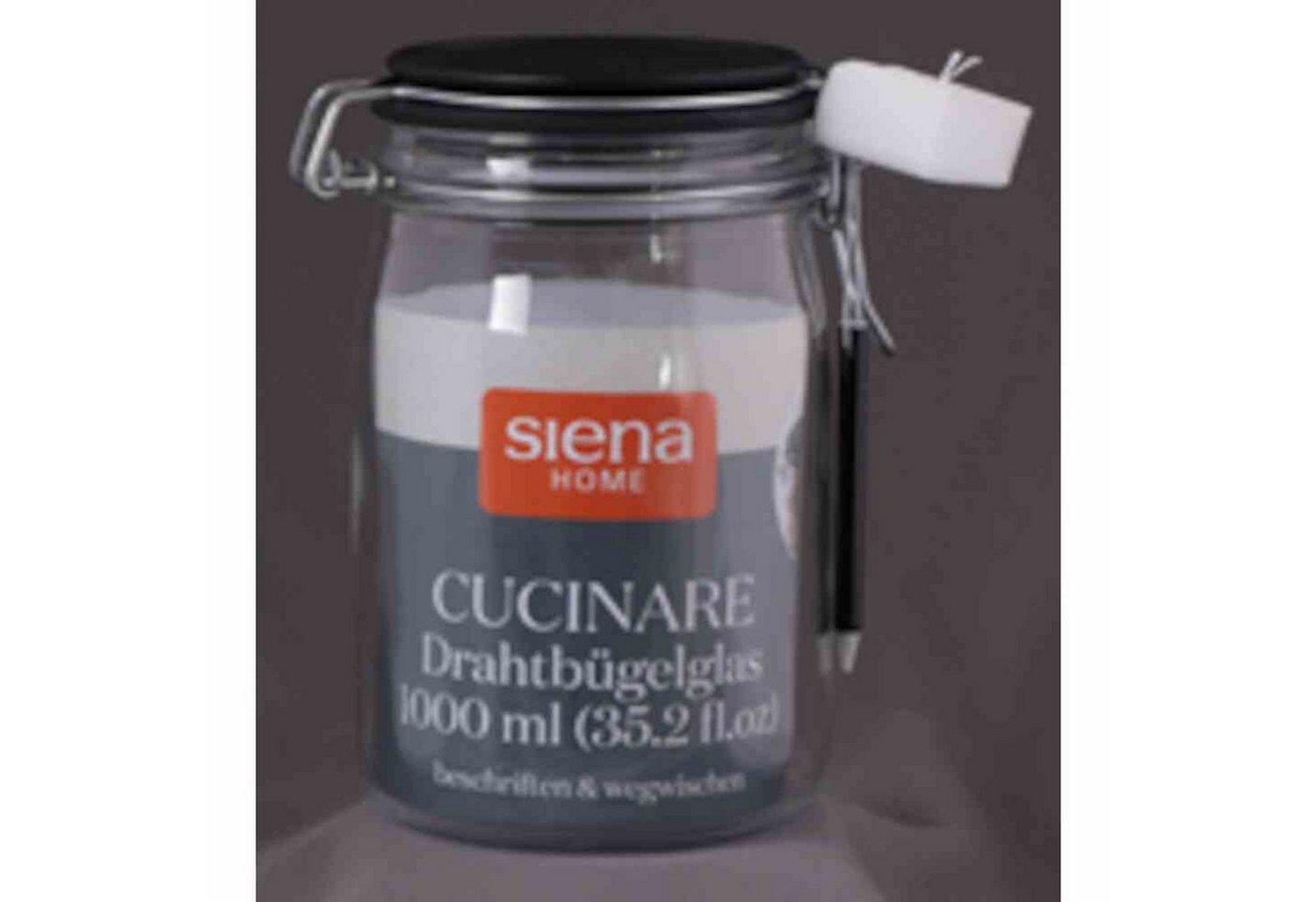 Siena Home Vorratsdose Drahtbügel-Glas Cucinare" 1,0 l mit Stift & Schwamm, Glas" von Siena Home