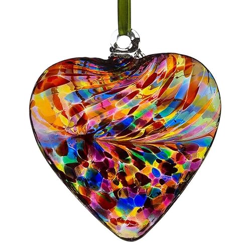 Hanging Mouth Blown Glass Heart Multi Coloured by Sienna Glass von Sienna Glass