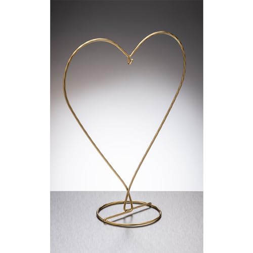Sienna Glass Goldener herzförmiger Präsentationsständer – groß – 27 cm eleganter Metall-Ornamenthalter für 8 cm & 10 cm hängende Glaskugeln und Herzen – ideal für Heimdekoration und Geschenk von Sienna Glass